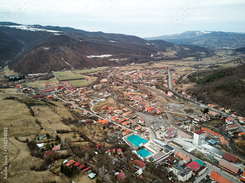 Aerial shot of famous Praid salt city at daylight photo