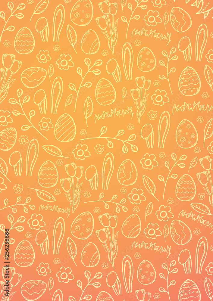 Easter background with Easter Eggs. Doodle hand draw background. Vector illustration. Easter background with Easter Eggs. Doodle hand draw background. Vector illustration.