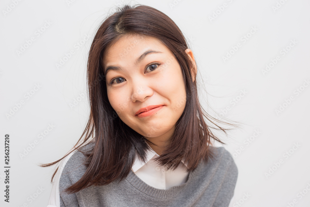 Beautiful smiling asian cute women post on white background Beautiful smiling asian cute women post on white background