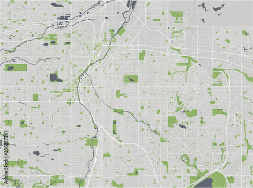 vector map of the city of Denver, Colorado, USA