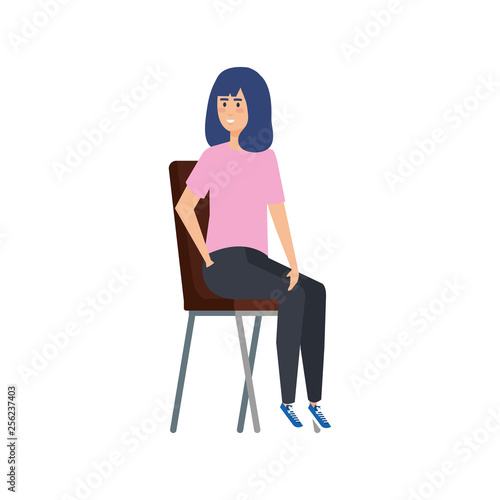 young woman sitting in chair