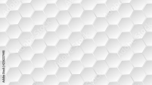 Abstract background of white hexagon tiles with gray gaps between them
