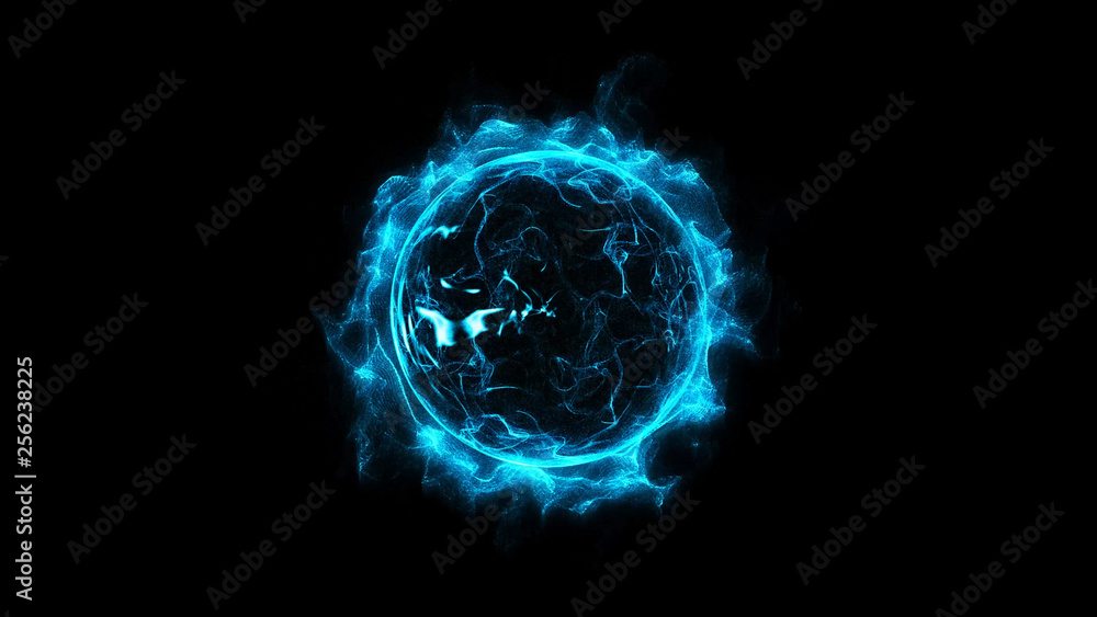 Blue circular shinning glowing light ring sparkle powerful effect dust explosion. Scatter bright neon on black background. Star frame galaxy and space digital concept. Blue circular shinning glowing light ring sparkle powerful effect dust explosion. Scatter bright neon on black background. Star frame galaxy and space digital concept.