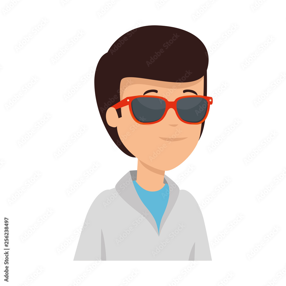 young man with sunglasses character young man with sunglasses character
