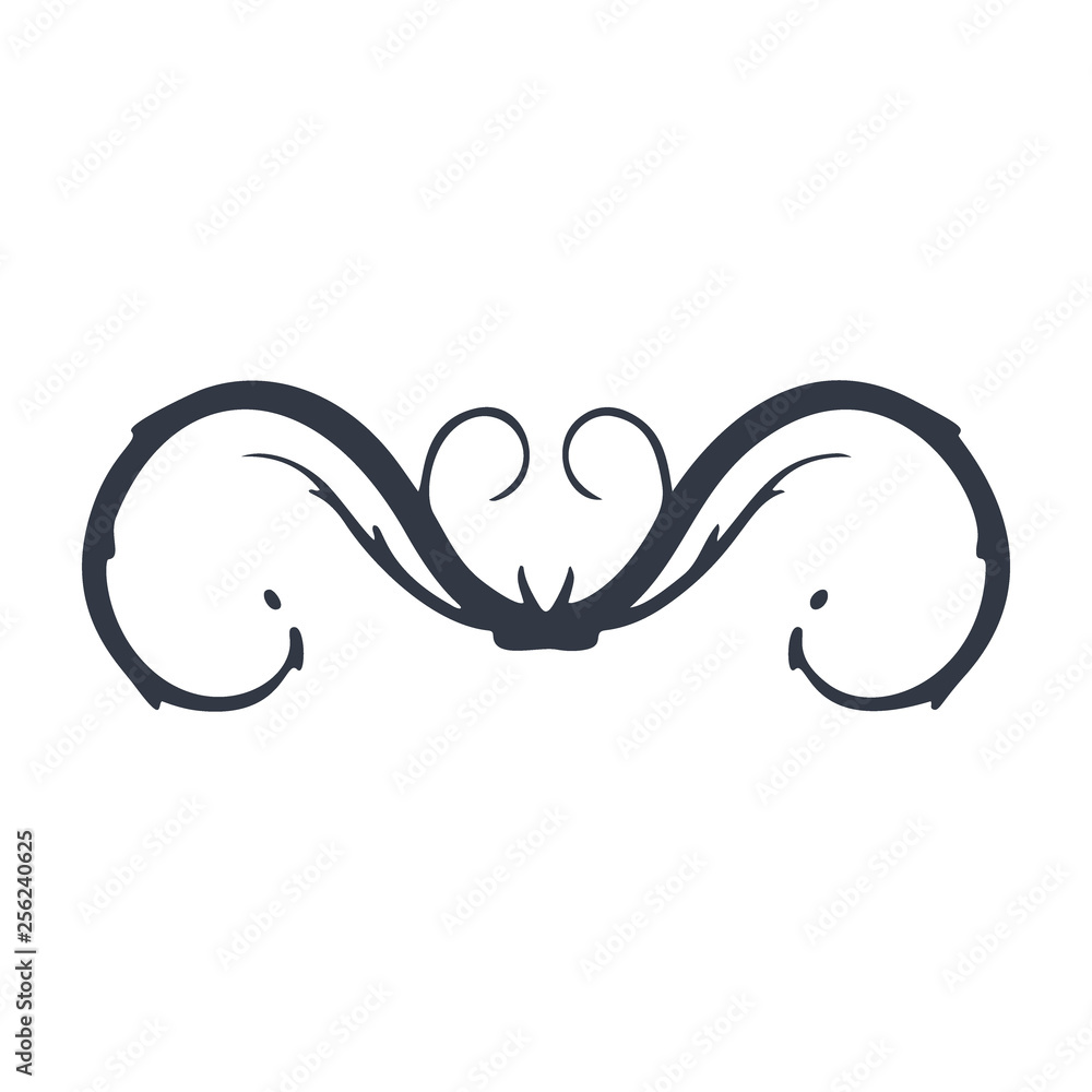 Antique decorative element, scroll element, page divider. Ornament. Vector illustration on white background. Antique decorative element, scroll element, page divider. Ornament. Vector illustration on white background.