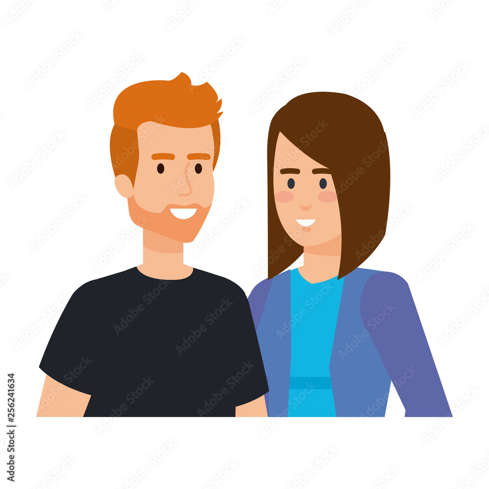 Fototapeta premium young couple avatars characters