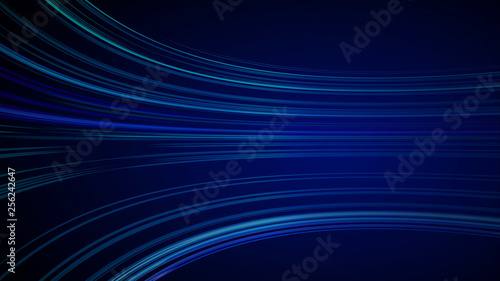 Blue colorful abstract background with animation moving of lines for fiber optic network. Magic flickering glowing flying lines. Animation of seamless loop. Bright  thick stripes flying.