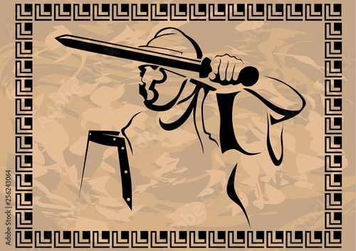 Sketch drawing of an ancient roman warrior