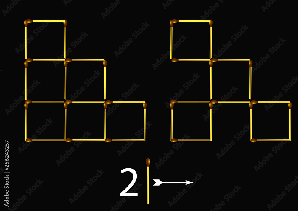 Puzzles for children and adults, shift the matches and get the result - another drawing. Puzzles for children and adults, shift the matches and get the result - another drawing.