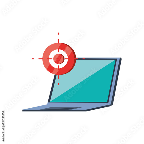 laptop computer with target isolated icon