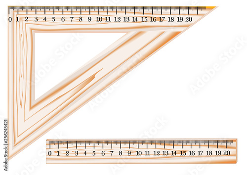 A triangle of wood for measuring length, a tool for use in math and physics lessons.