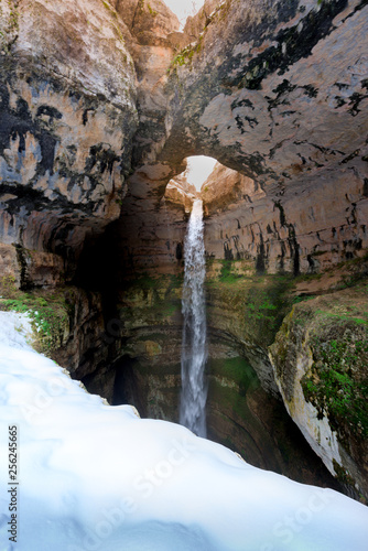 Baatara gorge waterfall, near Tannourine, Lebanon. photo