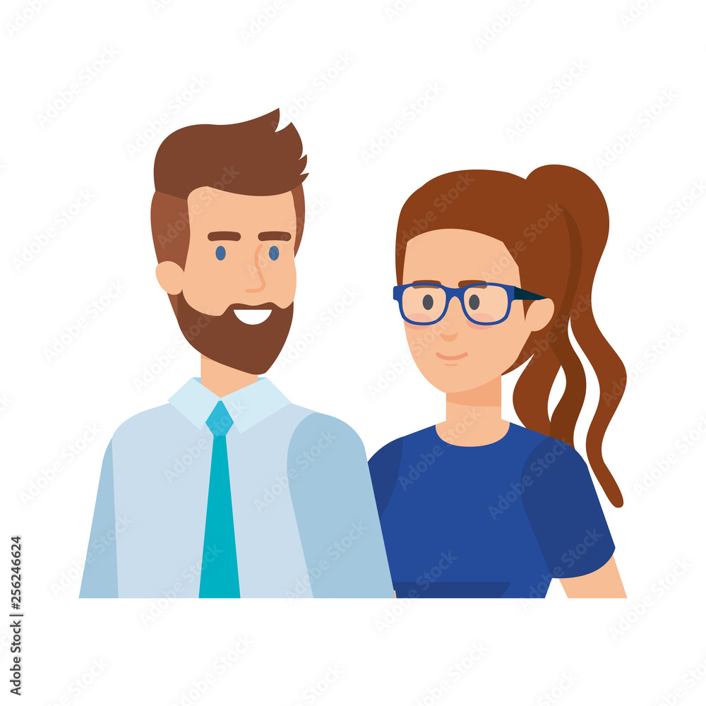 young couple avatars characters