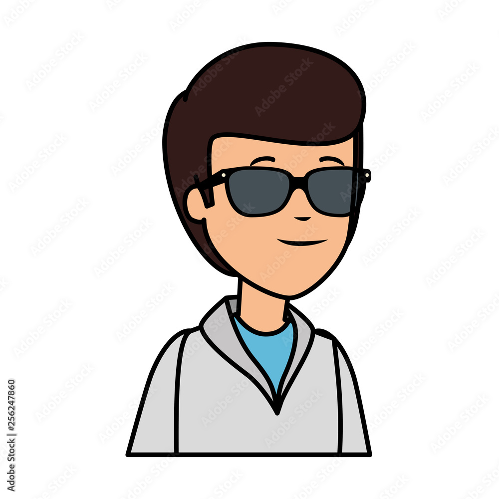 young man with sunglasses character