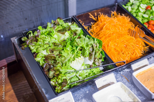 Salad food with colorful vegetable on slad bar photo