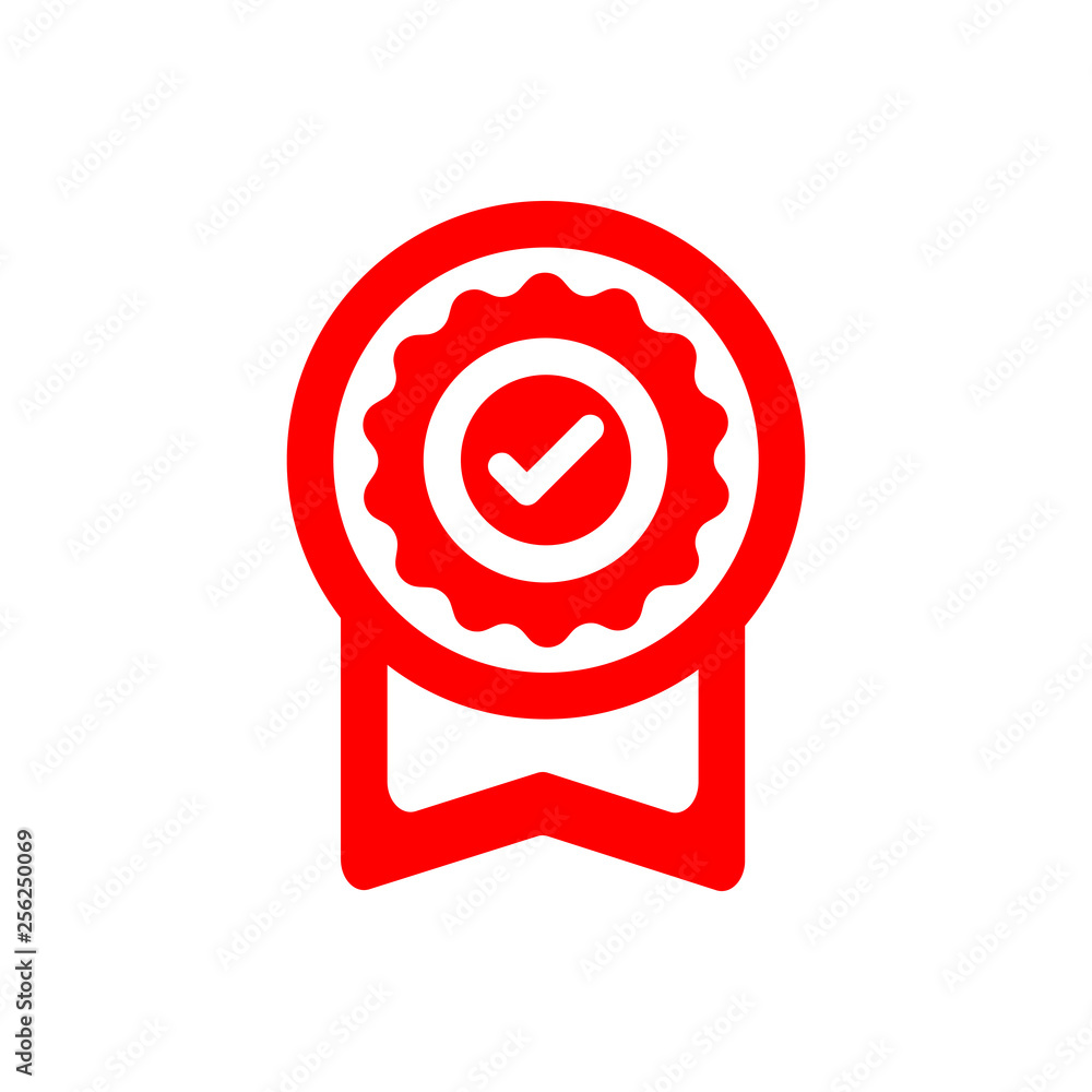 Badge, certificate, medal, quality, reward, Award Plaque, Award Ribbon. red color award icon Badge, certificate, medal, quality, reward, Award Plaque, Award Ribbon. red color award icon