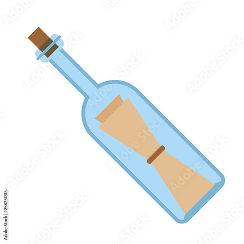bottle message flat illustration