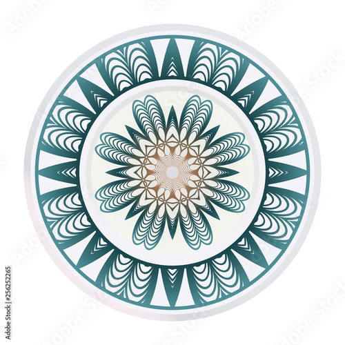 Decorative Round Ornament Mandala From Floral Elements. Vector Illustration. Oriental Pattern. Indian  Moroccan  Mystic  Ottoman Motifs. Anti-Stress Therapy Pattern