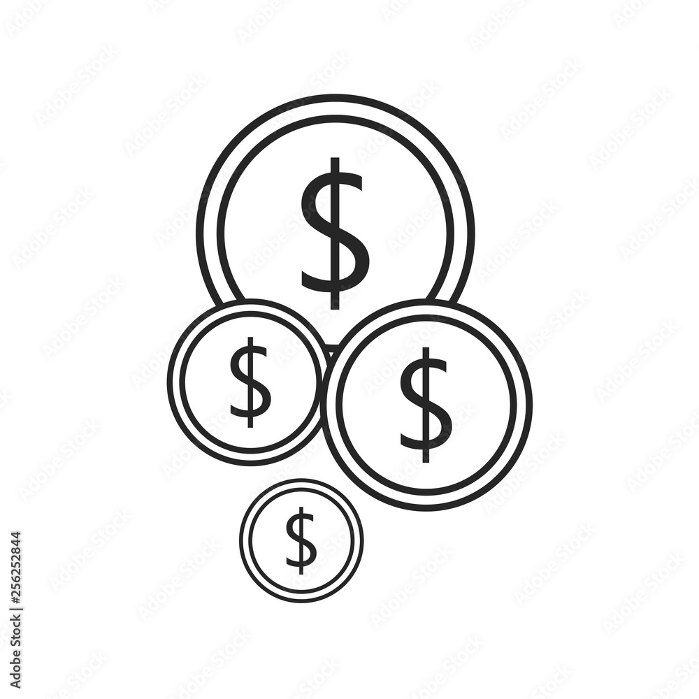 Coin flat icon on white background, for any occasion Coin flat icon on white background, for any occasion
