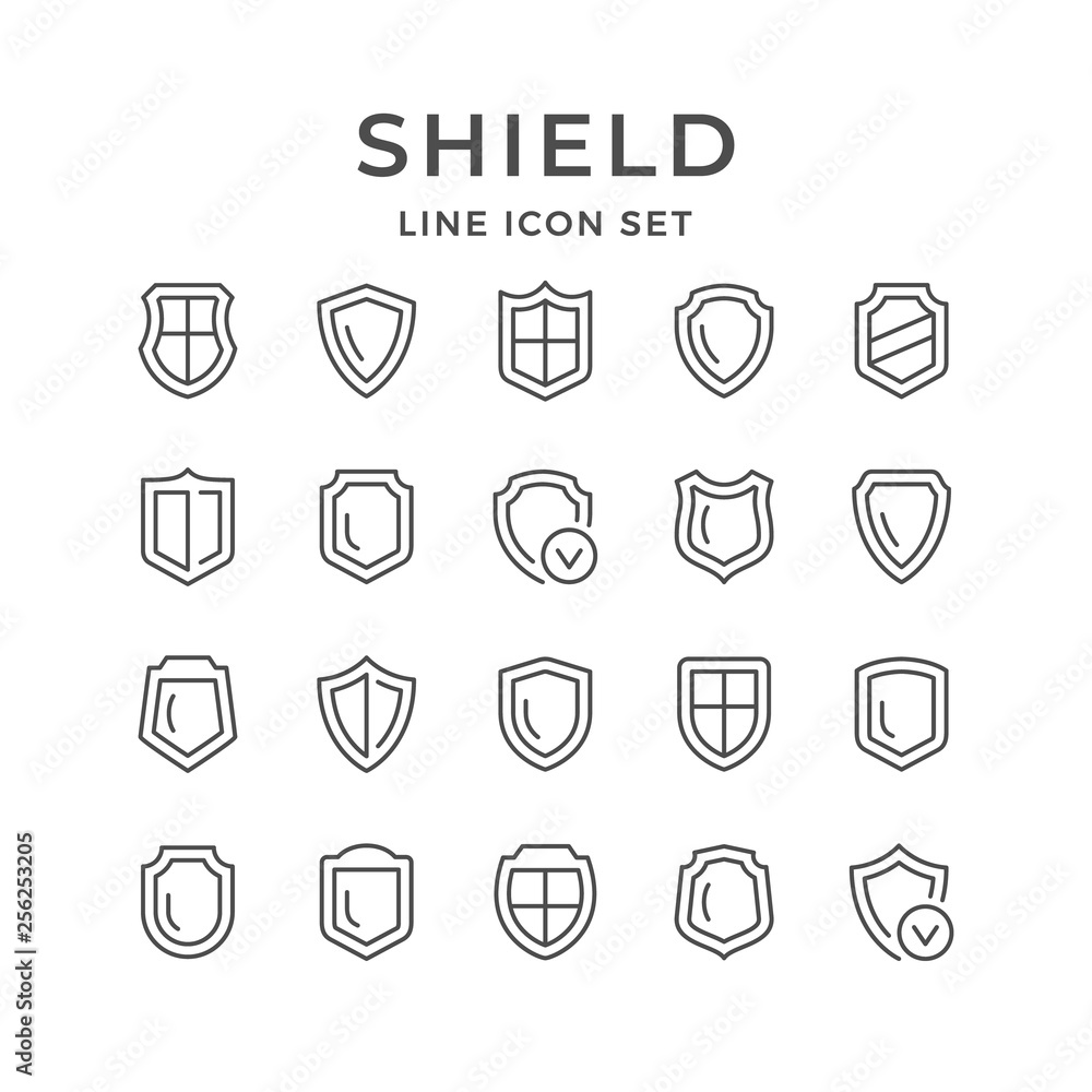 Set line icons of shield Set line icons of shield