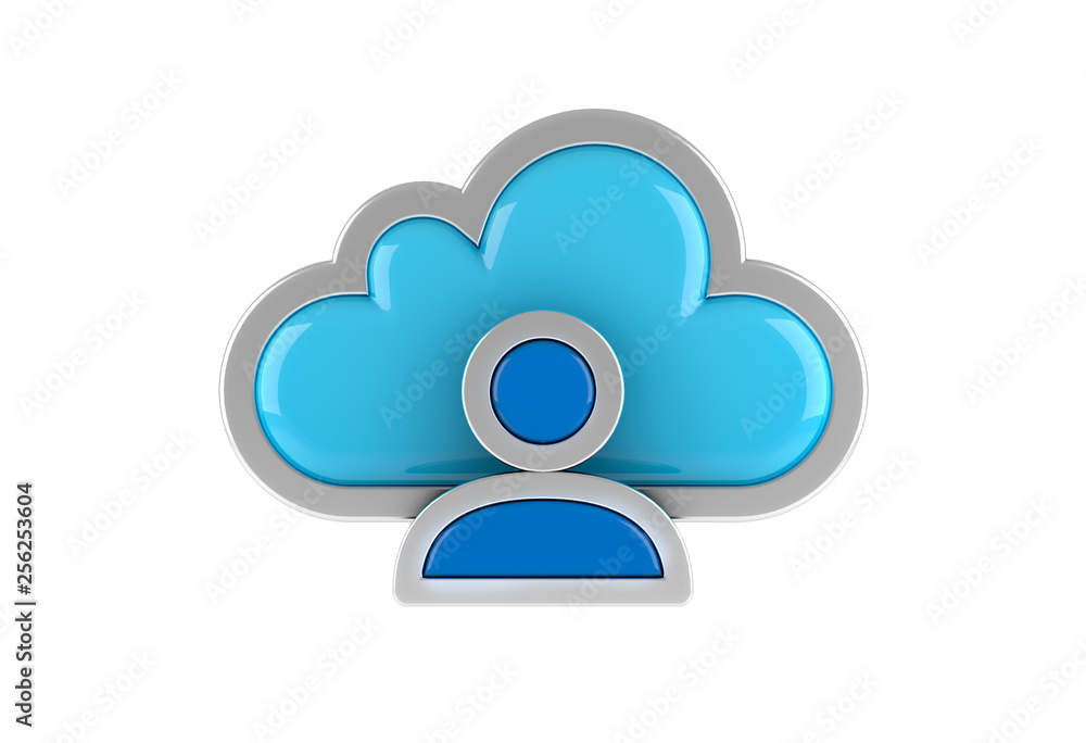 Cloud Computing internet Symbol concept with people icon on white background. 3D rendering. Cloud Computing internet Symbol concept with people icon on white background. 3D rendering.