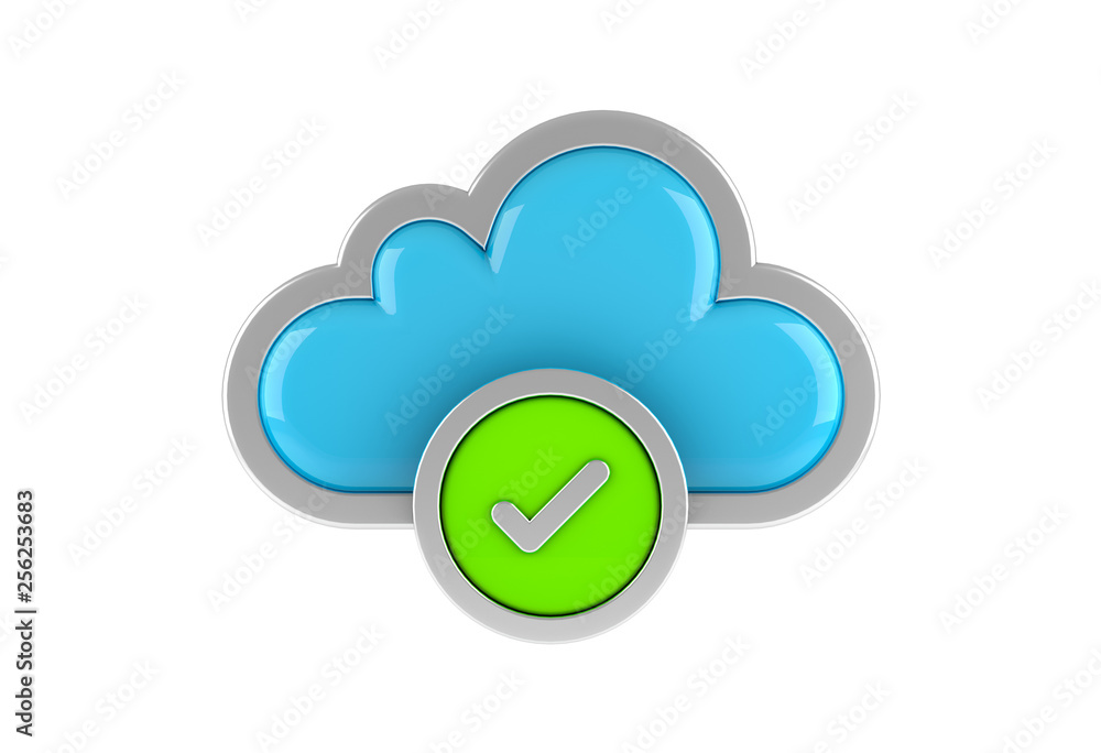 Cloud Computing internet Symbol concept with true icon on white background. 3D rendering.