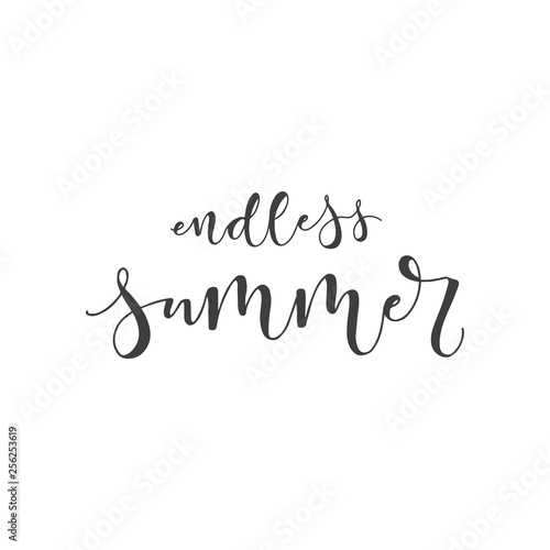 Lettering with phrase endless summer. Vector illustration.