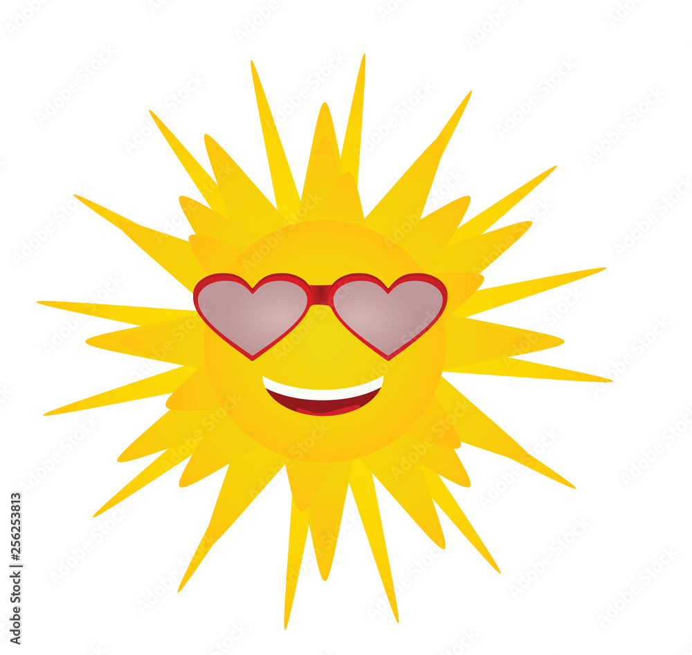 Smiling sun with sunglasses. vector illustration Smiling sun with sunglasses. vector illustration