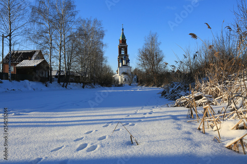 Nikitskaya church in the city of Yurye-Polsky on a cold winter day in Russia