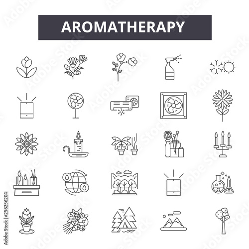 Aromatheraphy line icons for web and mobile. Editable stroke signs. Aromatheraphy  outline concept illustrations