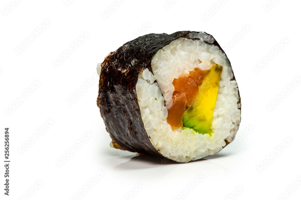 Sushi roll with salmon and avocado