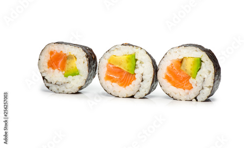 Sushi roll with salmon and avocado