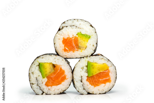 Sushi roll with salmon and avocado