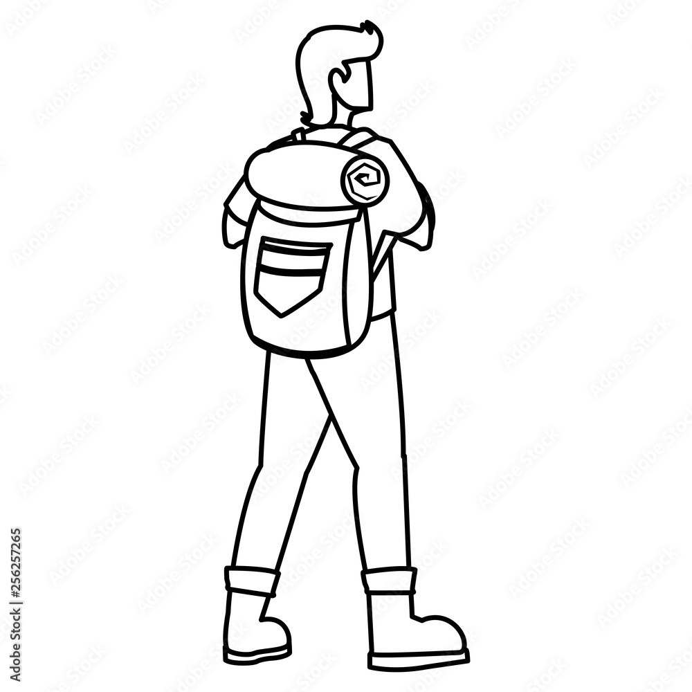 adventurous man with travelbag adventurous man with travelbag