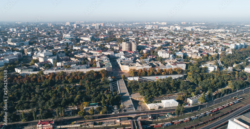 Panorama of the city of Odessa with the Istanbul Park and the Potemkin Stairs, Ukraine