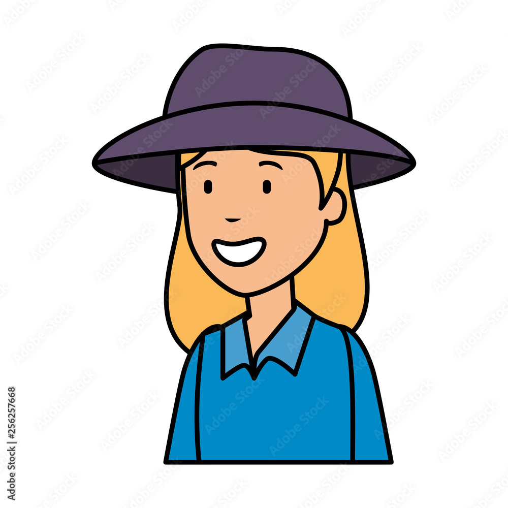 tourist woman with hat character