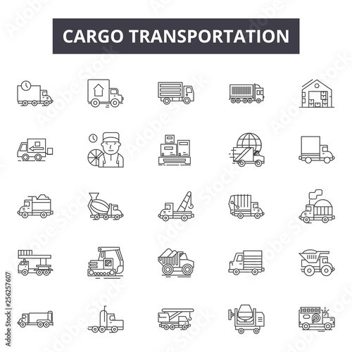 Cargo transportation line icons for web and mobile. Editable stroke signs. Cargo transportation  outline concept illustrations