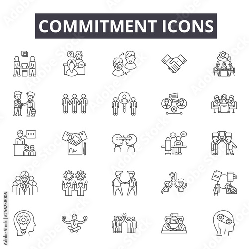 Commitment line icons for web and mobile. Editable stroke signs. Commitment  outline concept illustrations