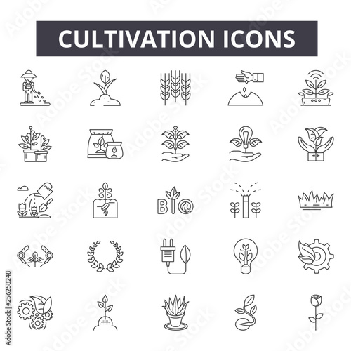 Cultivation line icons for web and mobile. Editable stroke signs. Cultivation  outline concept illustrations