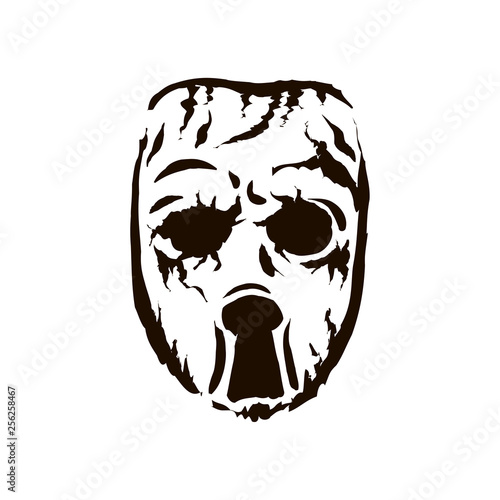 Vector hand drawn black color Carnaval festival mask on white background