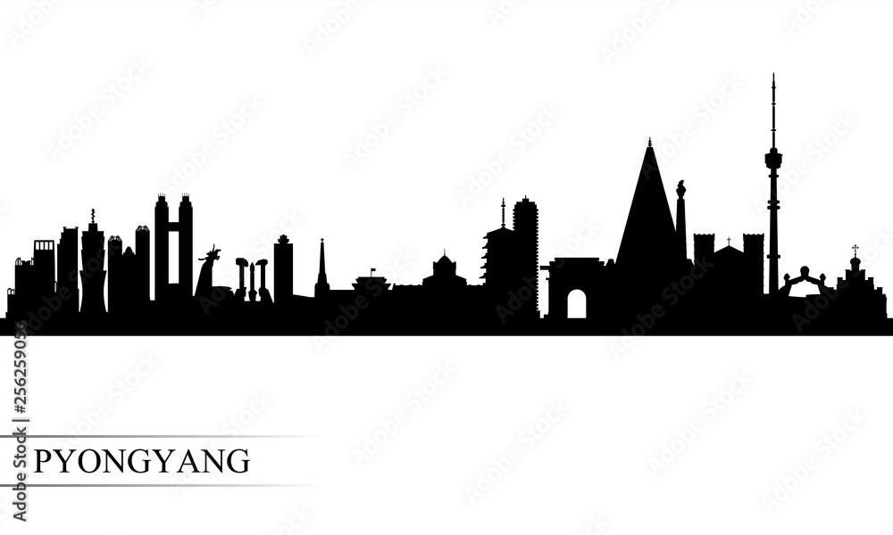 Pyongyang city skyline silhouette background