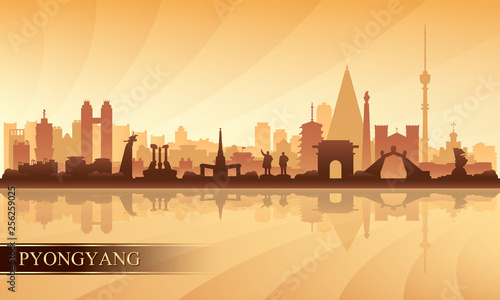Pyongyang city skyline silhouette background