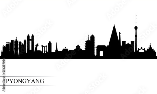 Pyongyang city skyline silhouette background