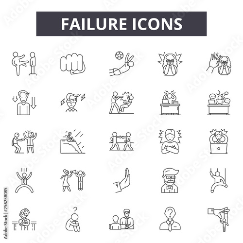 Failure line icons for web and mobile. Editable stroke signs. Failure  outline concept illustrations