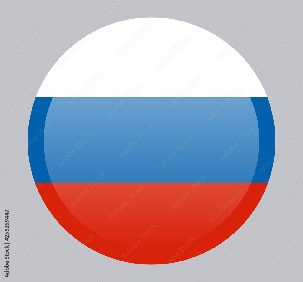 Russia flag in circle shape in national colors, vector. Russia flag, official colors and proportion correctly. National Russia flag. Flat Russia flag in circle shape in national colors, vector. Russia flag, official colors and proportion correctly. National Russia flag. Flat