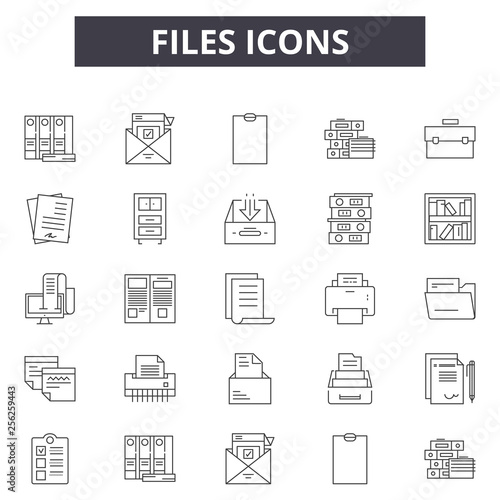 Files line icons for web and mobile. Editable stroke signs. Files  outline concept illustrations