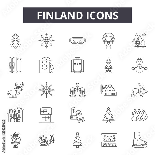 Finland line icons for web and mobile. Editable stroke signs. Finland  outline concept illustrations