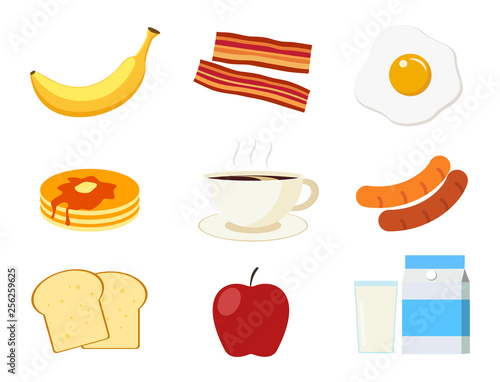 Breakfast menu set isolated on white background - vector illustration 