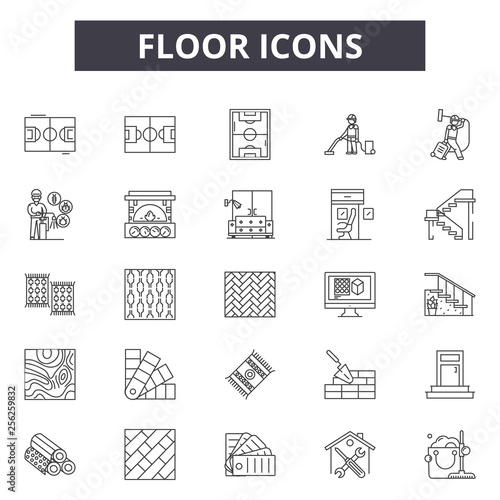 Floor icons line icons for web and mobile. Editable stroke signs. Floor icons  outline concept illustrations