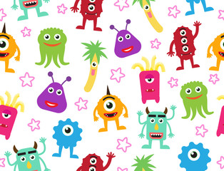 Acrylglasbilder Monstermuster Cartoon Monster Hintergrund für Kinder  © angyee